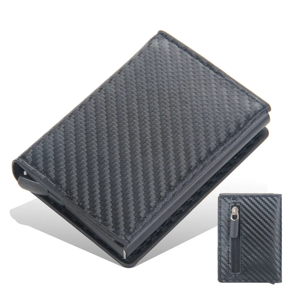 2024 Magnet Anti Rfid Blocking ID Credit Card Holder Case for Men Leather ID Bank Wallets with Magnetic Buckle Closer Cardholder