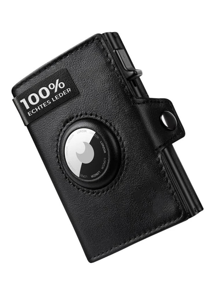 YATBEST Men's Leather Wallet With Coin Pocket AirTag Positioning Card Clip RFID Anti Magnetic Anti-Theft Card Swiping Bag
