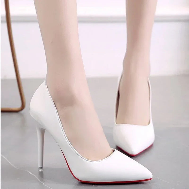 2025 New Women's High Heels Red Sole Pointed Toe Stiletto Heels Classic Style Wedding Dinner Complete Colors Shallow Top Shoes