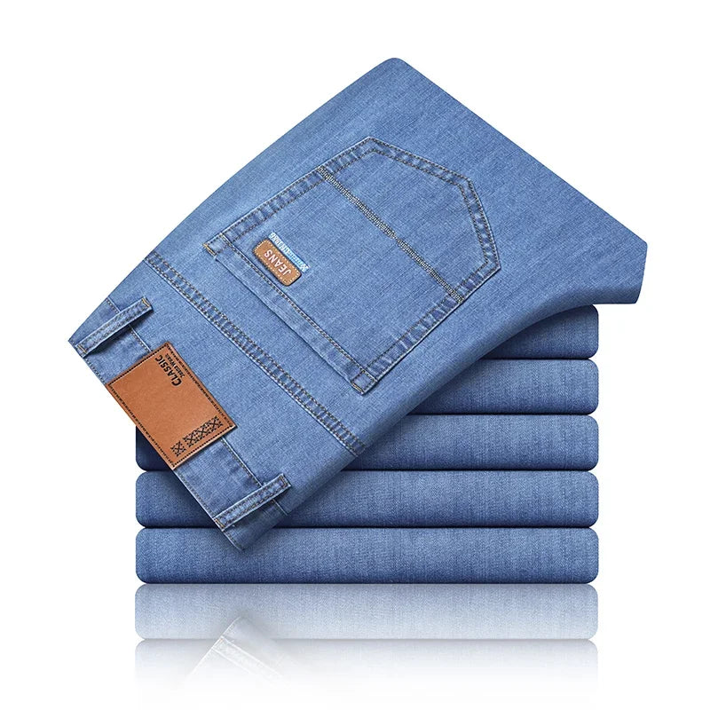 Ice Silk Thin Denim Jeans For Men Spring Summer