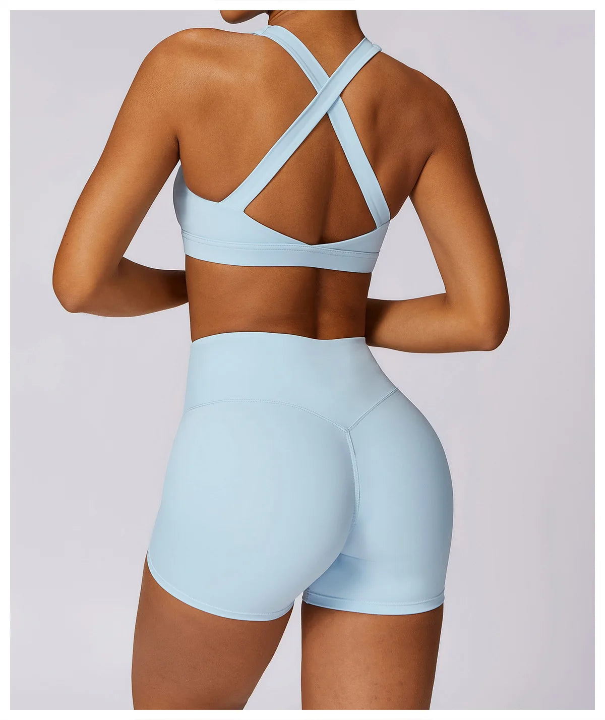Workout Yoga Set for Women Gym Clothes Woman 2 Piece Strappy Sports Bra Butt Lifting Leggings Shorts Fitness Outfits Sportswear