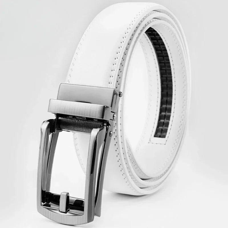 2025 Leather Men's Women's 3.5cm Click Belt with High Quality Alloy Automatic Buckle Unisex Classic Business Belts for Jeans