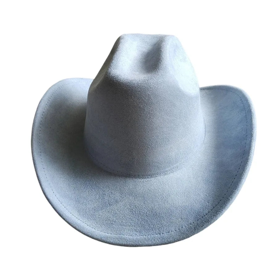 Cow Head Belt Suede Leather 7.5CM Western Cowboy Fedora Hat Women's Men's Church Jazz Hat Fashion Travel Party Hat Denim Hat