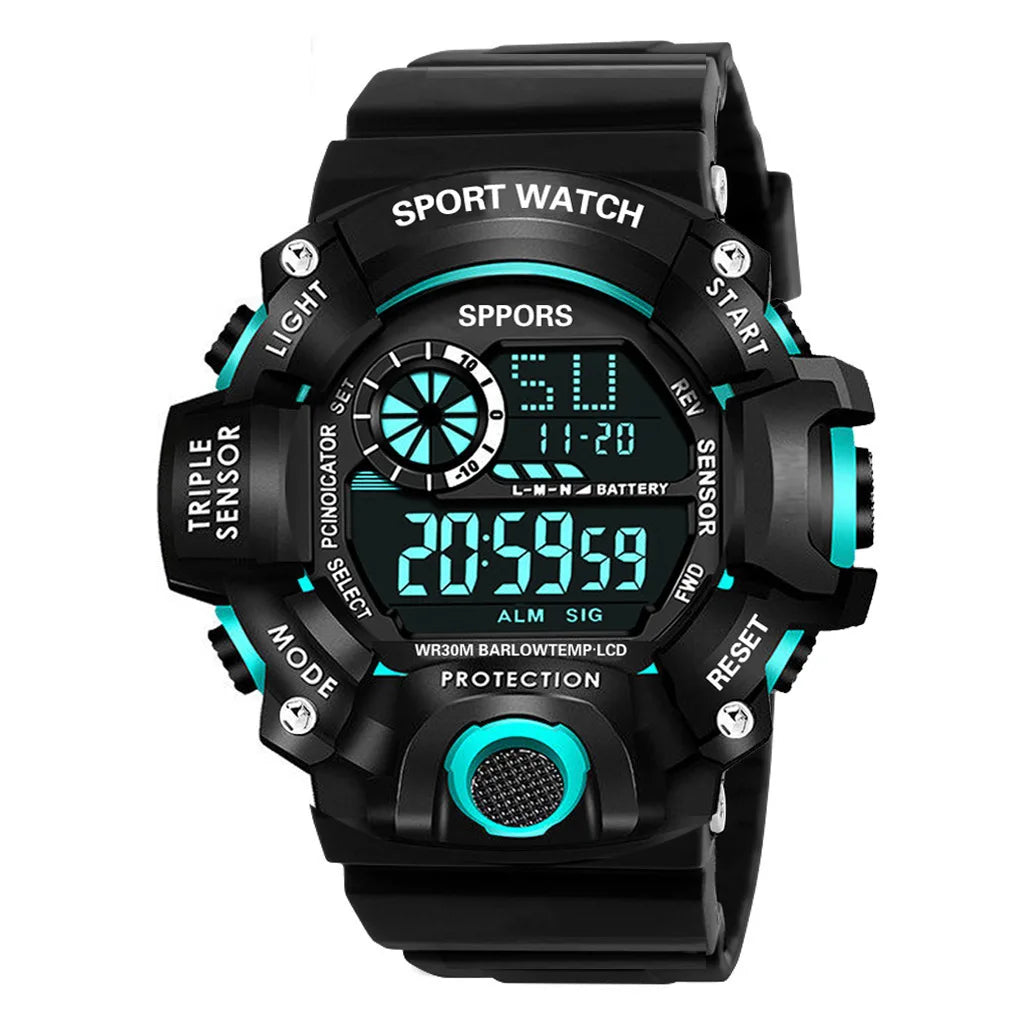YIKAZE Y73 Men's Watch Digital Sports Electronic Wristwatch Multifunctional Waterproof Luminous Alarm Male's Sports Watch Clock