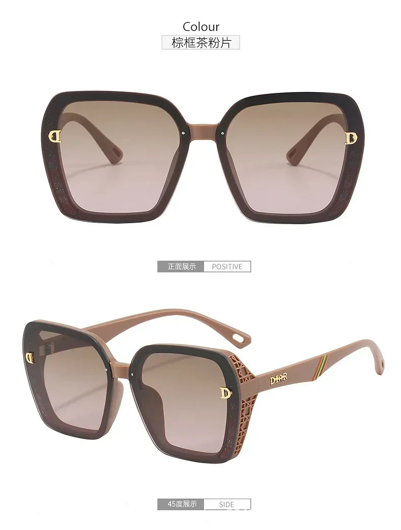 2025 New Fashion D-Logo Square Sunglasses for Women Trendy Street Style Sun Glasses Unisex Outdoor UV400 Protection Goggles