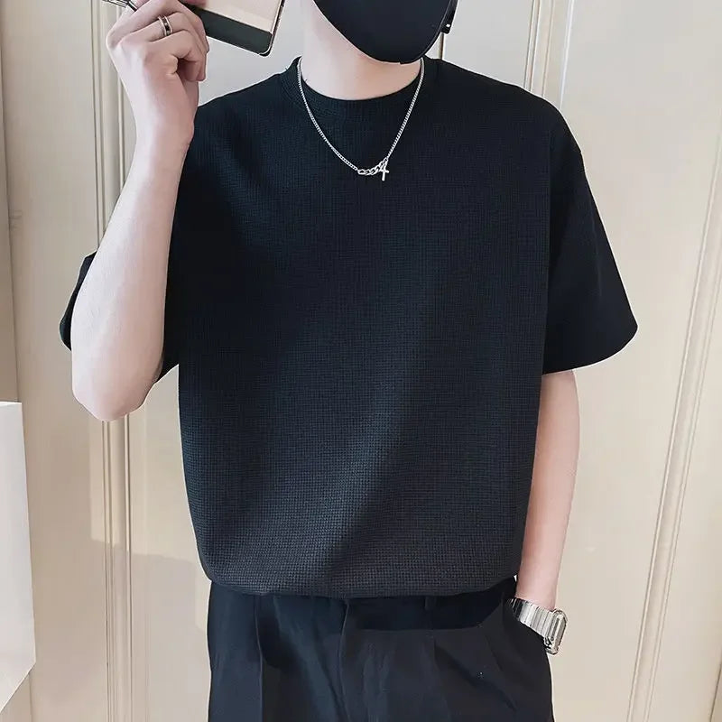 High Quality Top T Shirt for Men Orange O Neck