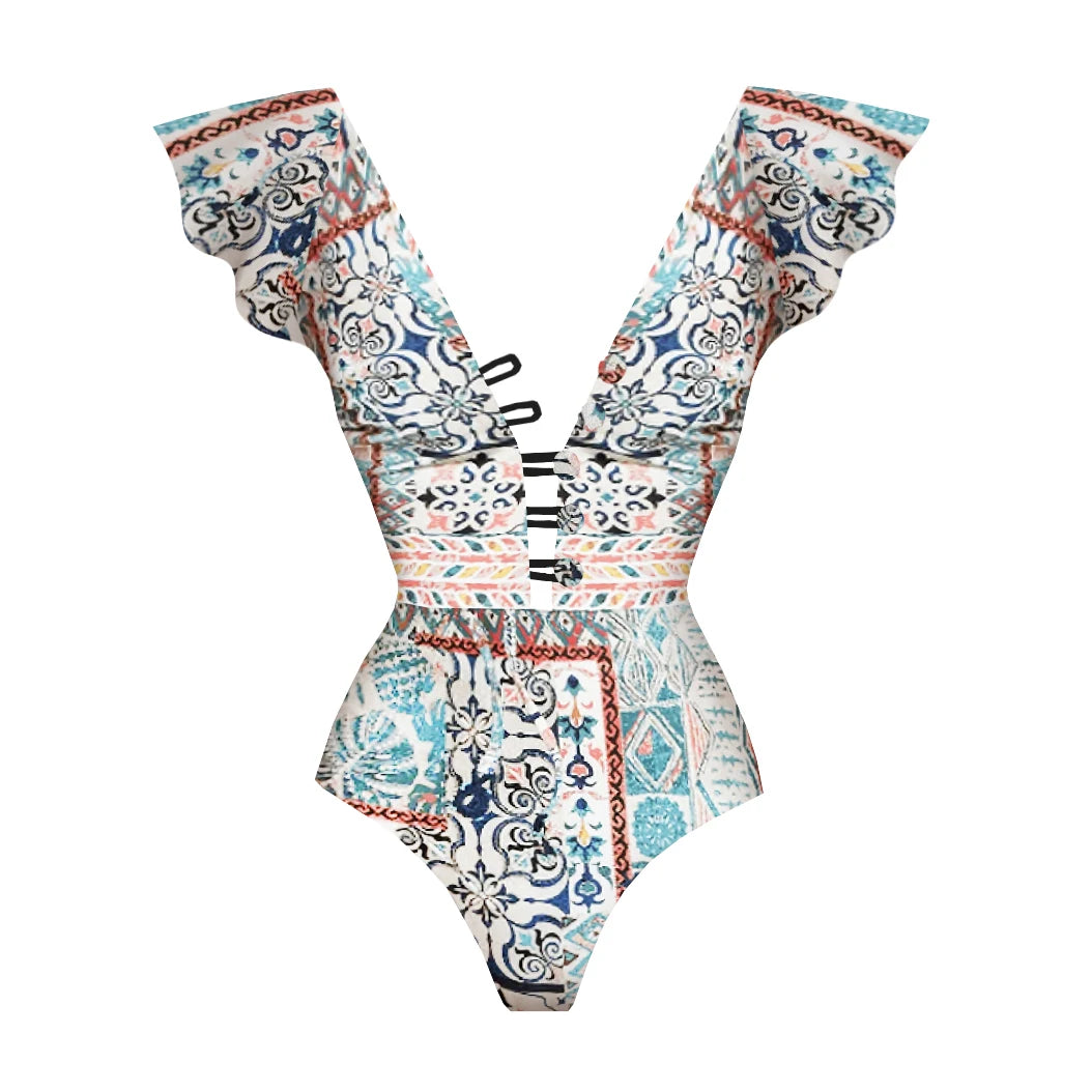 Women Swimsuit with Skirt Beachwear