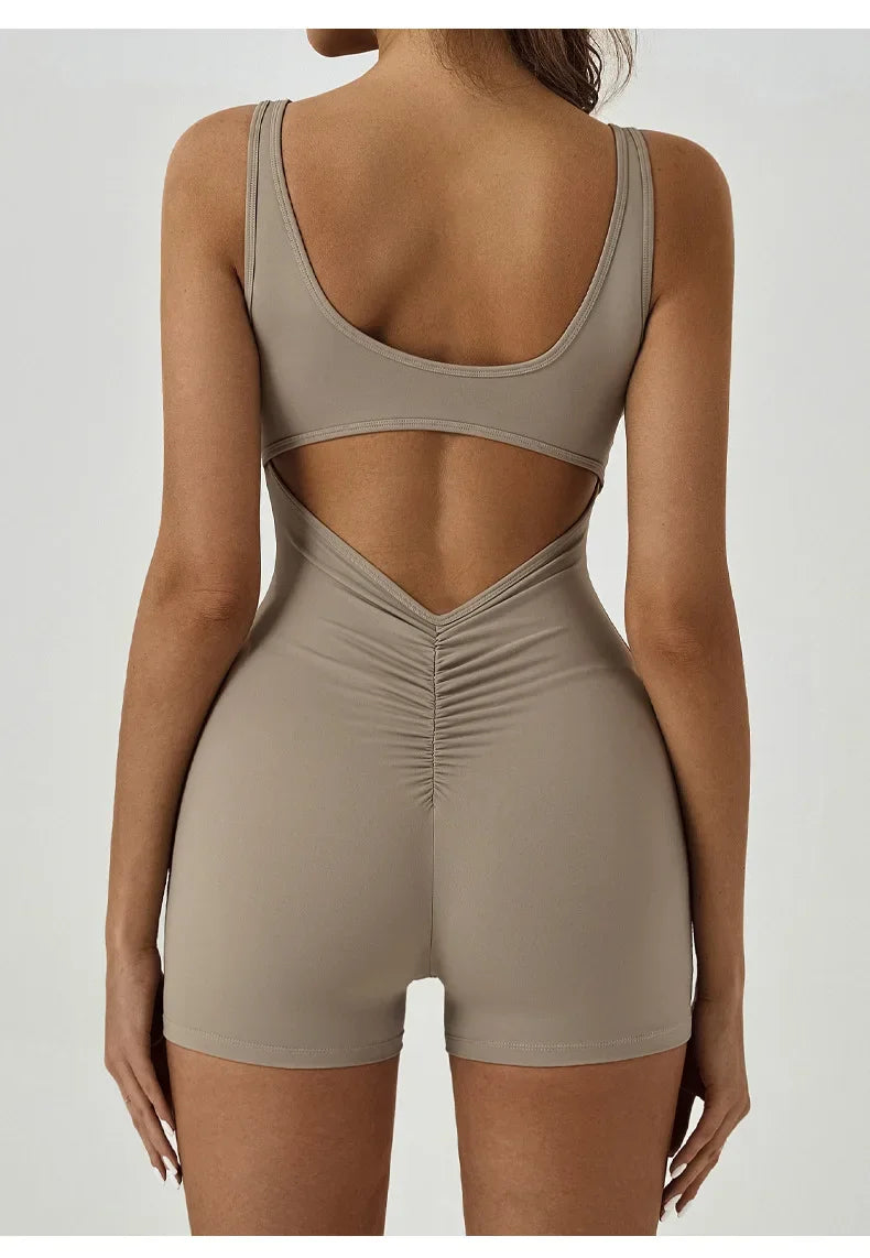 Fitness Overalls Sportswear Woman Gym Set Scrunch Booty Athletic Jumpsuit Yoga Clothes Workout Shorts Suits Sport Outfit