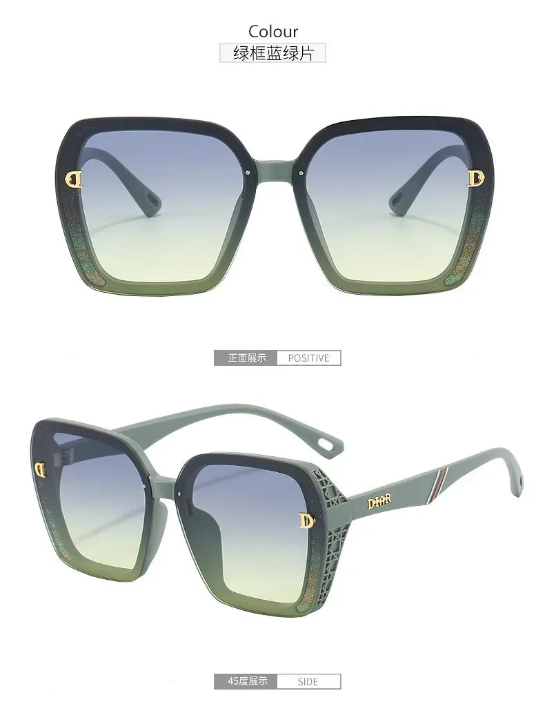 2025 New Fashion D-Logo Square Sunglasses for Women Trendy Street Style Sun Glasses Unisex Outdoor UV400 Protection Goggles