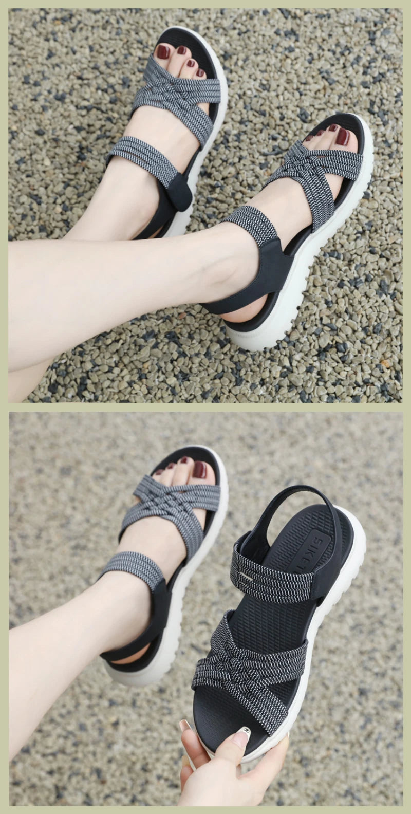 2025 Summer New Sandals For Women Light Sports Style Comfortable Rubber Large Size Woven Shoes Versatile Breathable Casual