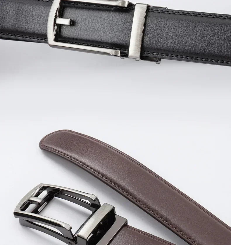 2025 Leather Men's Women's 3.5cm Click Belt with High Quality Alloy Automatic Buckle Unisex Classic Business Belts for Jeans