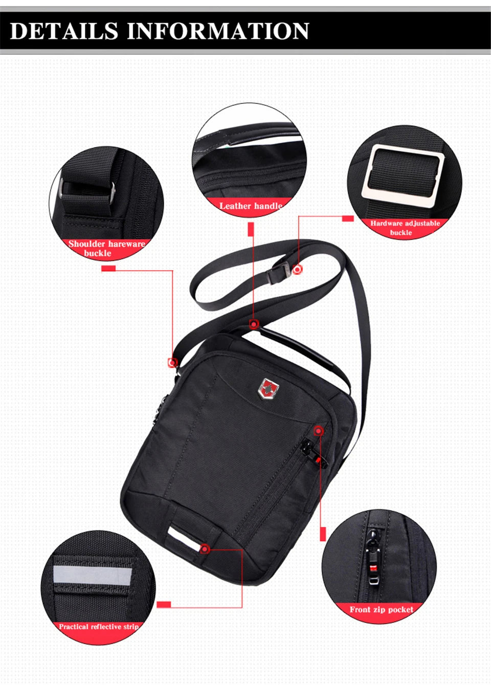 Swiss Waterproof Oxford Men's Messenger Bag Multifunction Business Casual Briefcase bag Travel Male Shoulder Bag Fashion Handbag