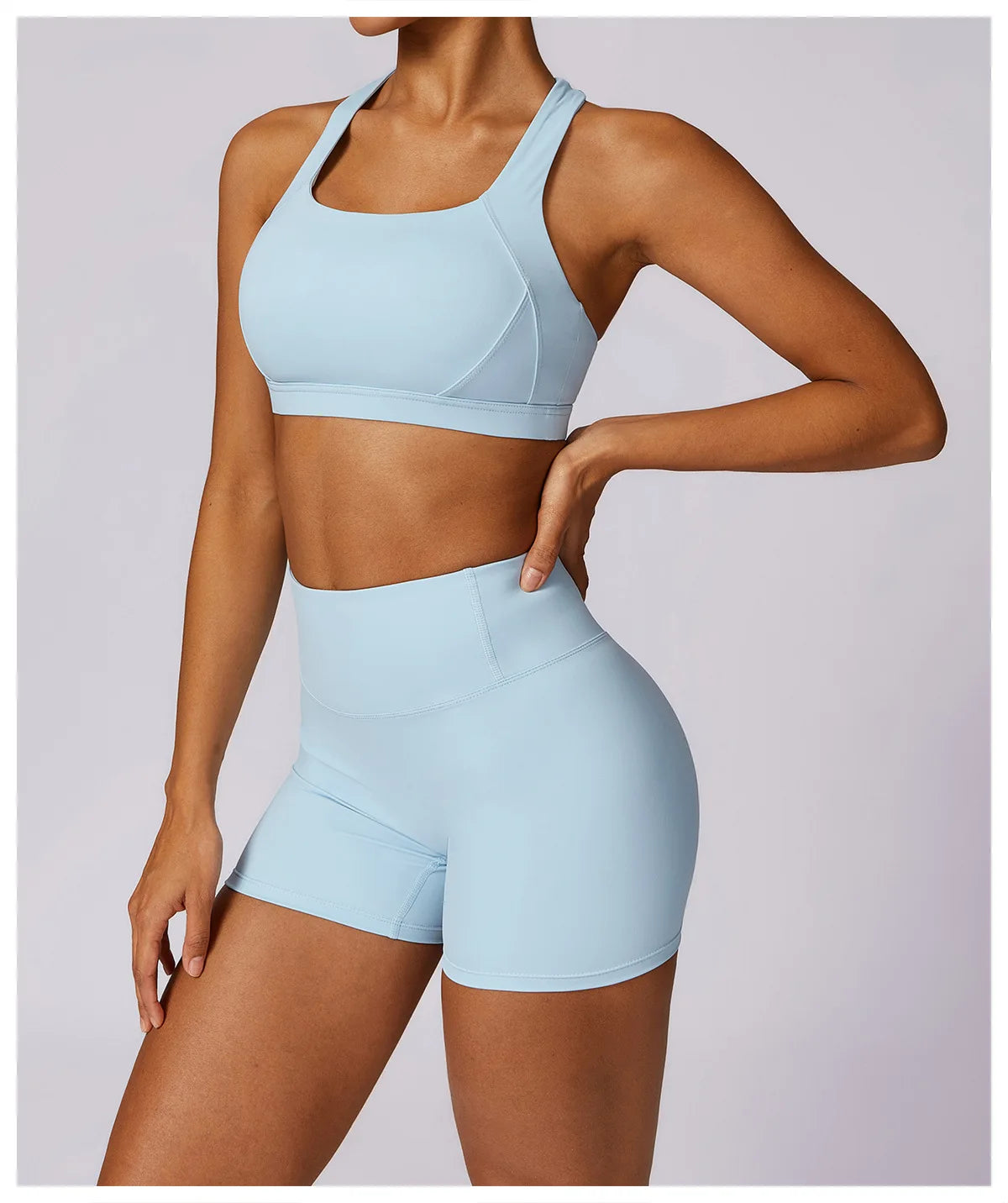Workout Yoga Set for Women Gym Clothes Woman 2 Piece Strappy Sports Bra Butt Lifting Leggings Shorts Fitness Outfits Sportswear