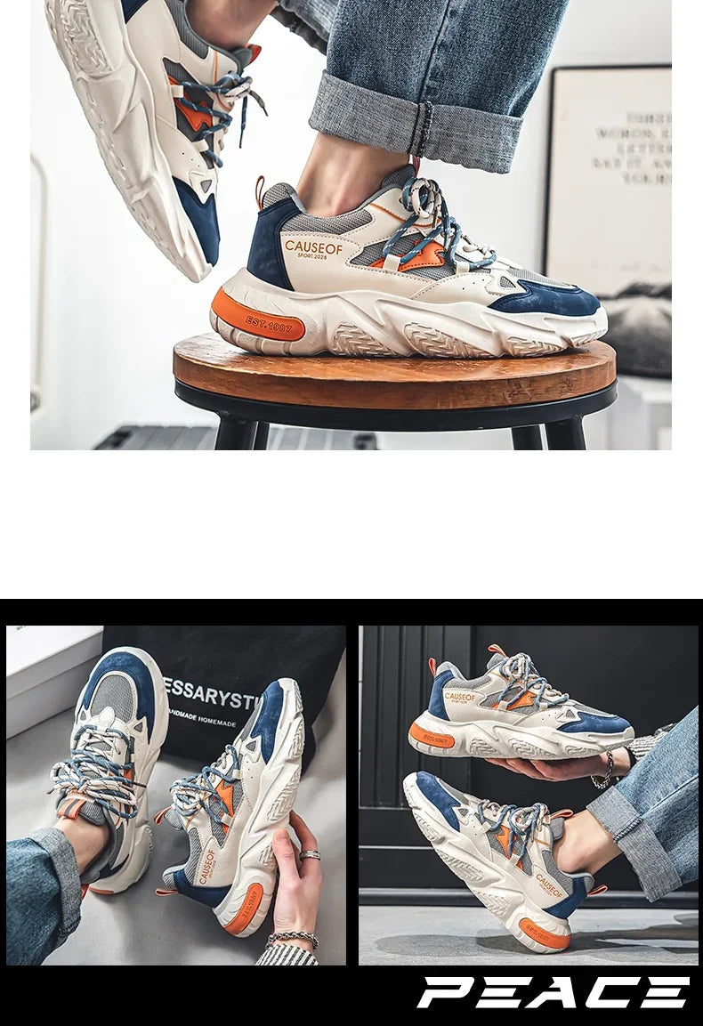 2024 Autumn Men Shoes Fashion Chunky Sneakers Height Increasing Casual Shoes Male Trainers Sports Shoes Zapatos Hombre
