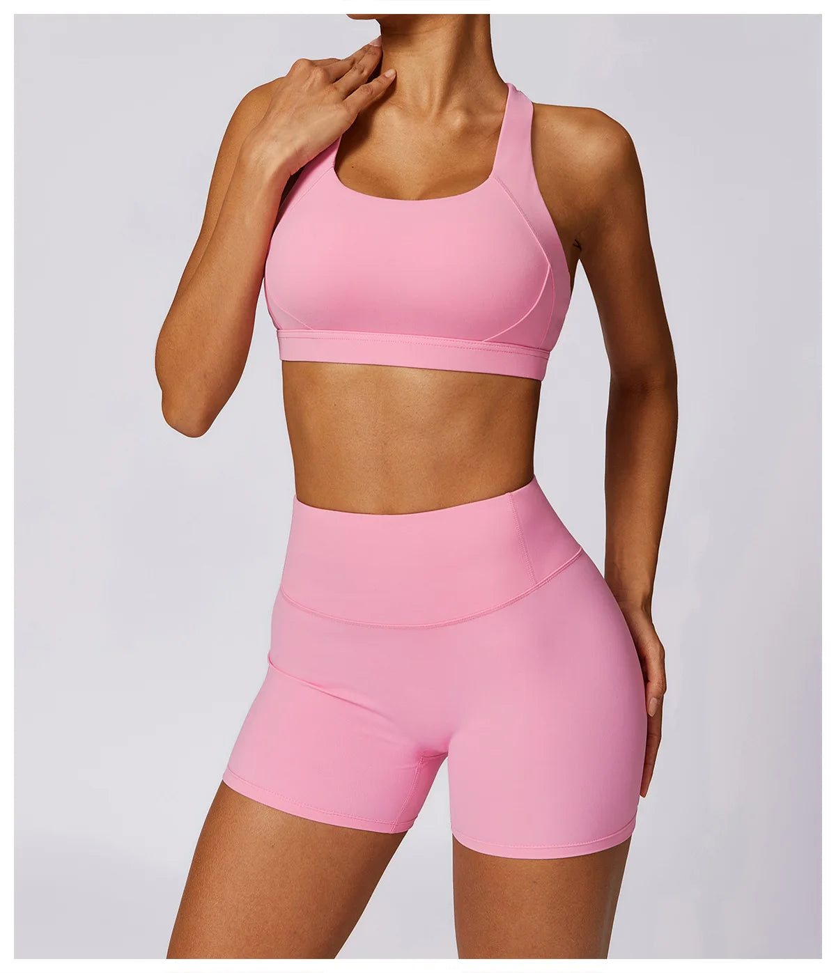 Workout Yoga Set for Women Gym Clothes Woman 2 Piece Strappy Sports Bra Butt Lifting Leggings Shorts Fitness Outfits Sportswear