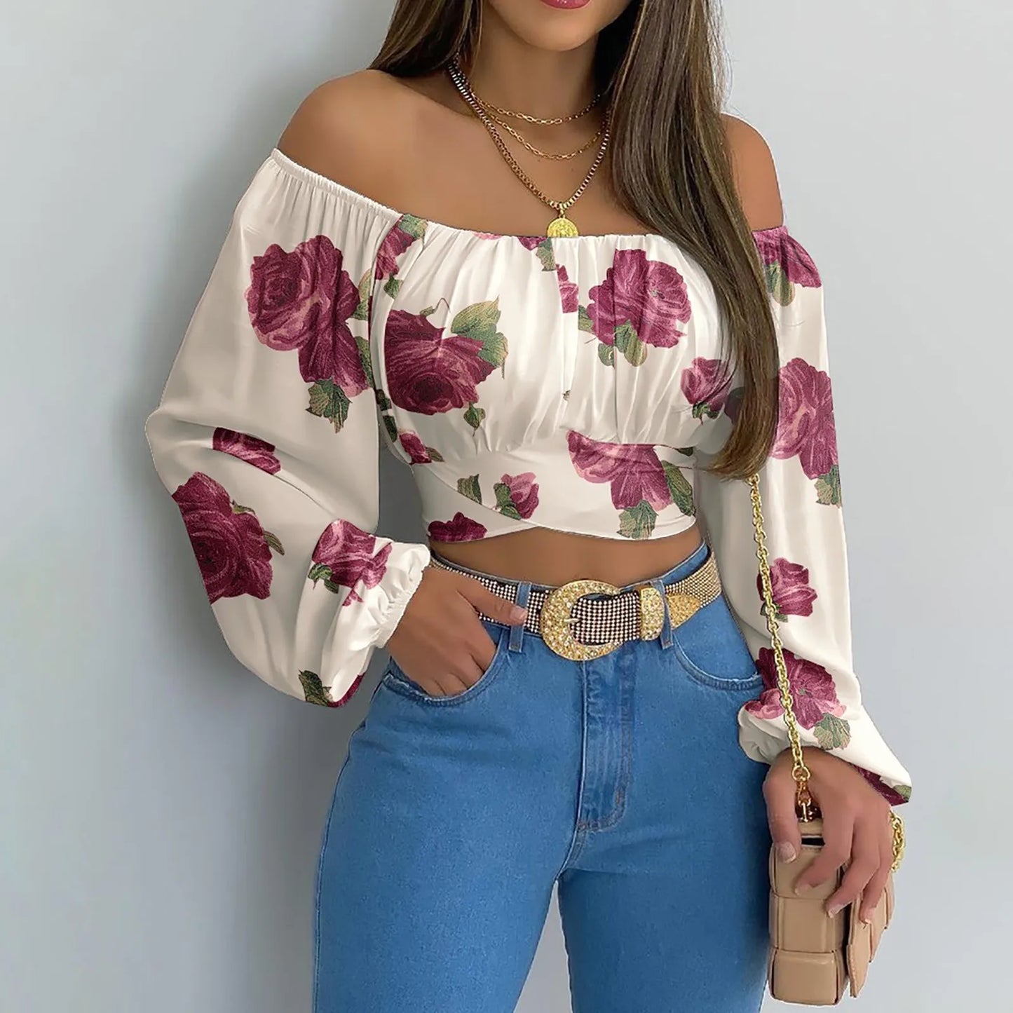 Women's Long Sleeve Off-the-shoulder Top