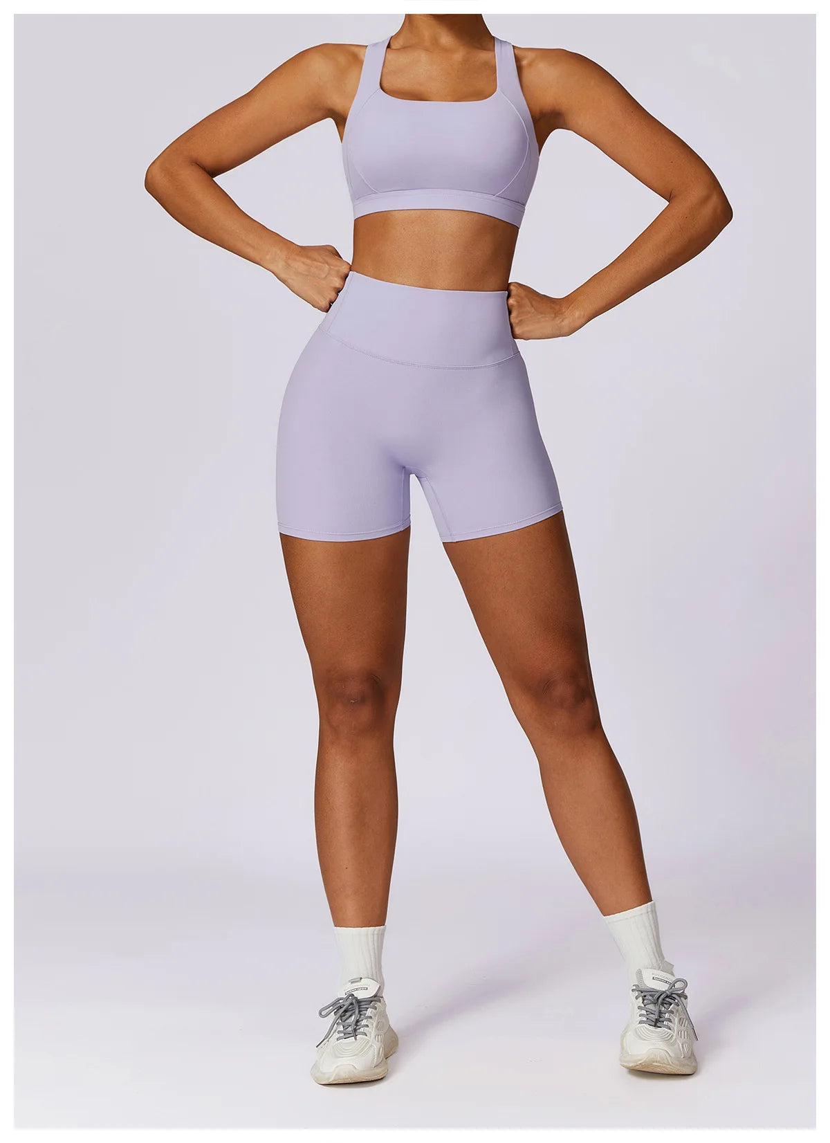 Workout Yoga Set for Women Gym Clothes Woman 2 Piece Strappy Sports Bra Butt Lifting Leggings Shorts Fitness Outfits Sportswear