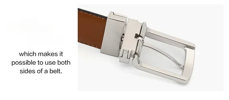 Real Genuine Leather Rotating Alloy Pin Buckle Belt for Men Unisex High Quality Cowskin Leather Cowboy Jeans Double-sided Belts