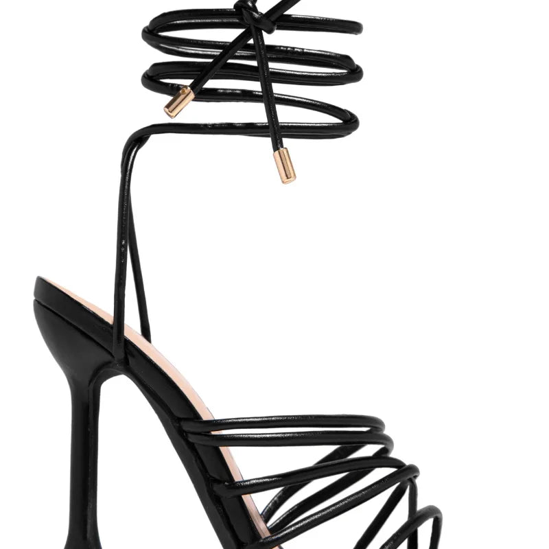 2022 New Summer Fashion High Heels Women Lacing Sexy Woman Pumps Gladiator Sandals Wedding Party Shoes on Heels Big Size 35-43