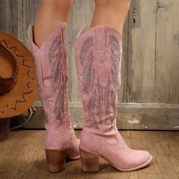 Women Thick Cowboy Heel Boots