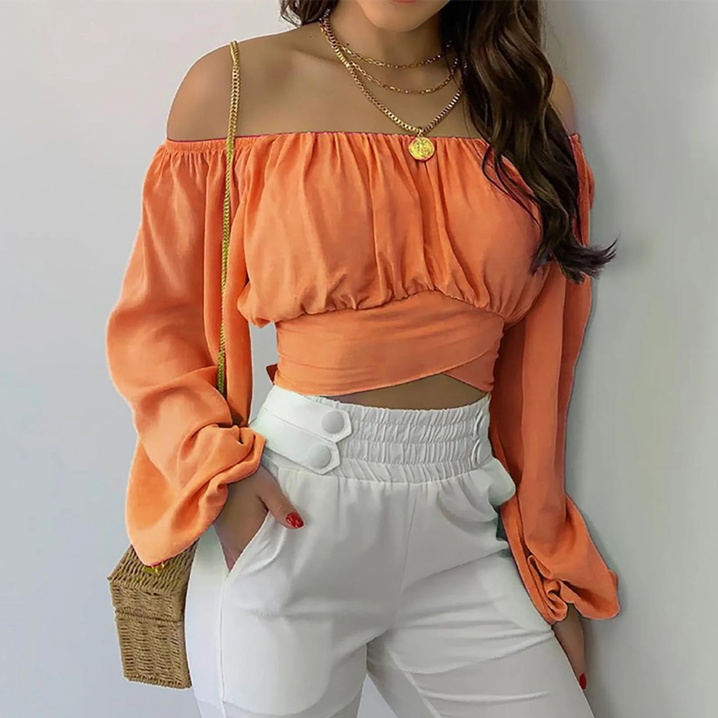 Women's Long Sleeve Off-the-shoulder Top