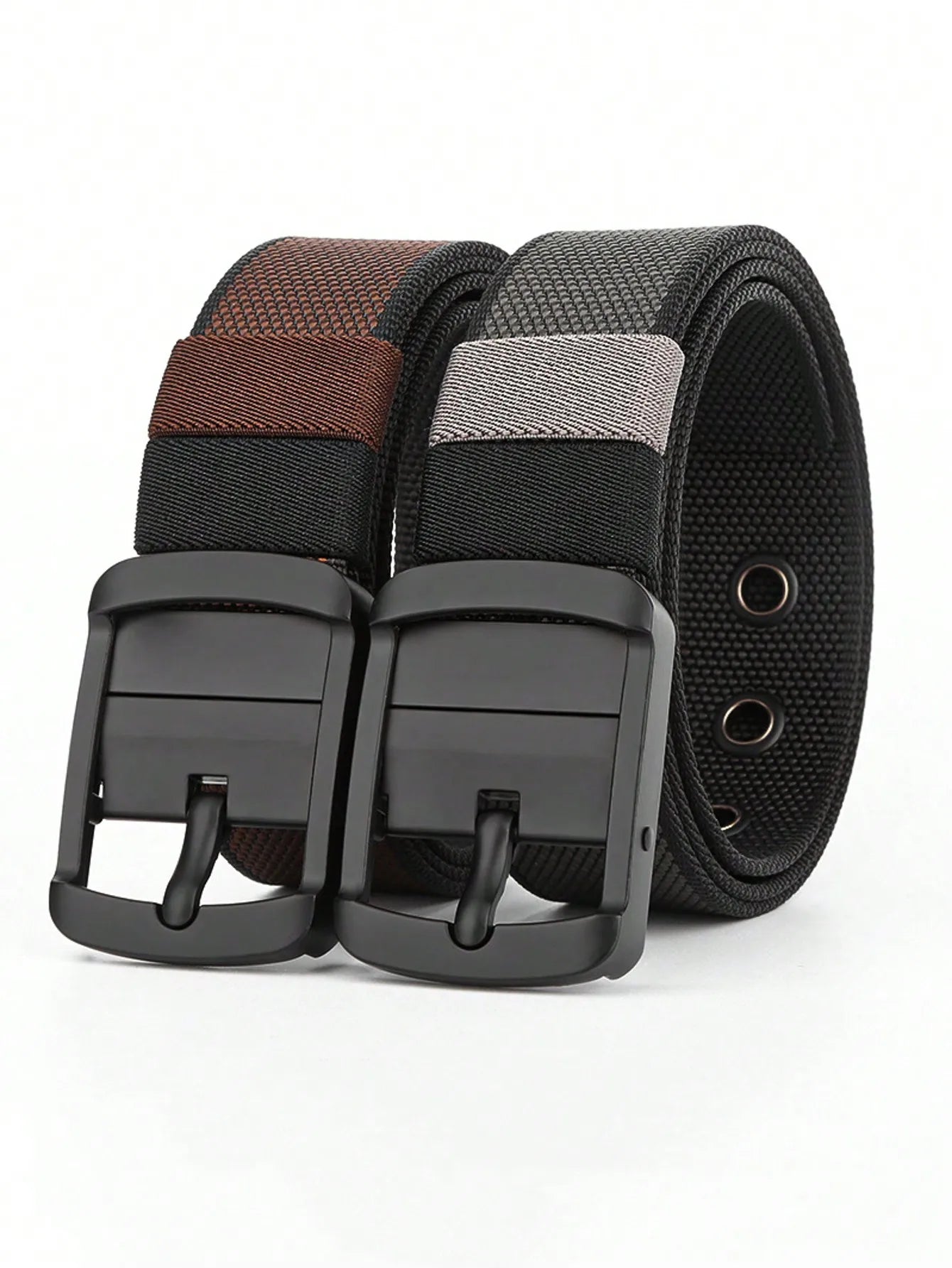 Thick double-sided nylon belt, men's casual needle buckle canvas belt, versatile workwear, jeans, pants strap, trendy