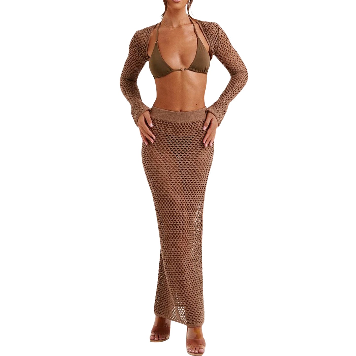 Women 2 Piece Swimsuit Set Beach Cover Up Skirt