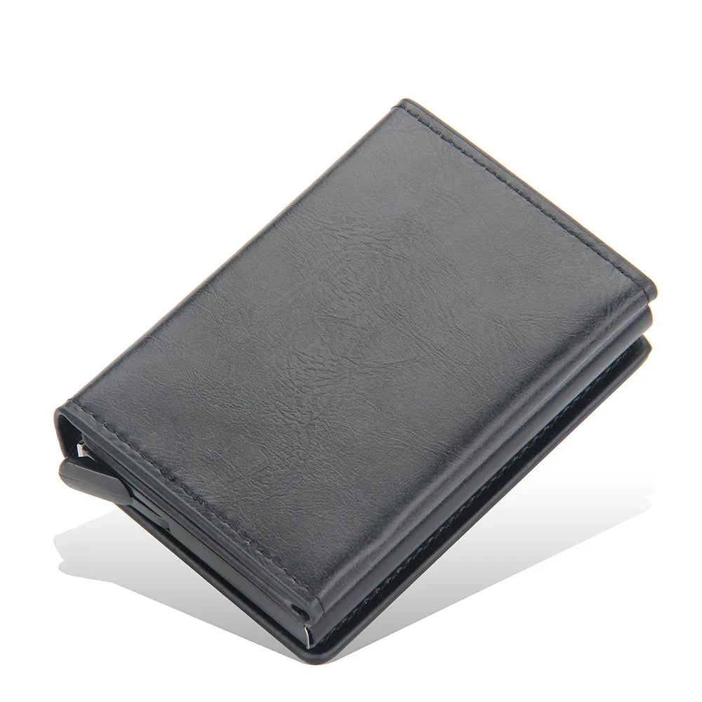 2024 Magnet Anti Rfid Blocking ID Credit Card Holder Case for Men Leather ID Bank Wallets with Magnetic Buckle Closer Cardholder