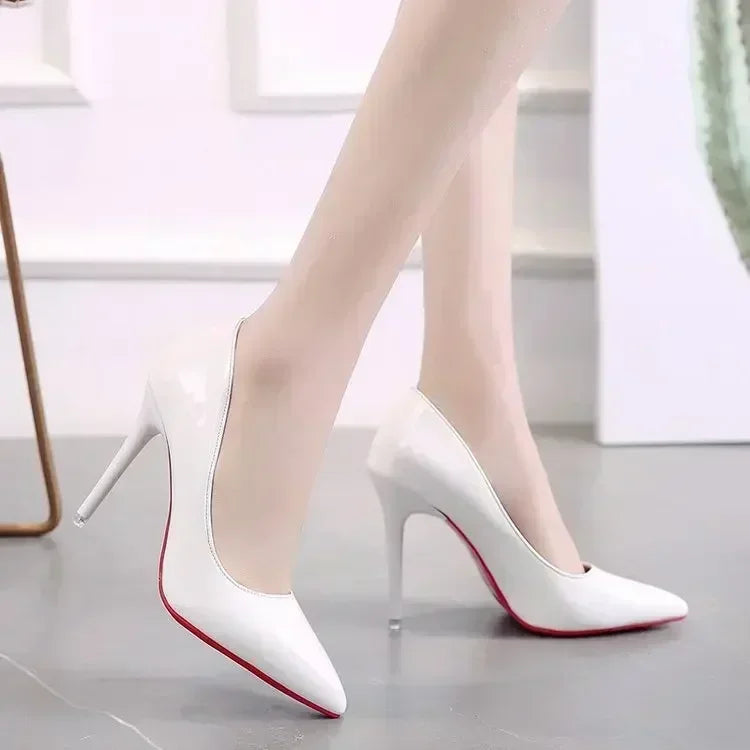 2025 New Women's High Heels Red Sole Pointed Toe Stiletto Heels Classic Style Wedding Dinner Complete Colors Shallow Top Shoes