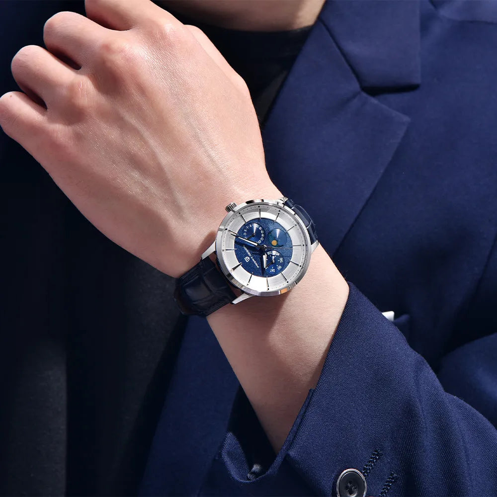 Pagani Design 2025 New 40mm Moon Phase Multifunctional Men Watch 100m Waterproof Sapphire Glass Men Quartz Watches