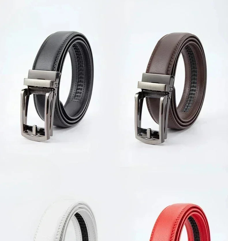2025 Leather Men's Women's 3.5cm Click Belt with High Quality Alloy Automatic Buckle Unisex Classic Business Belts for Jeans