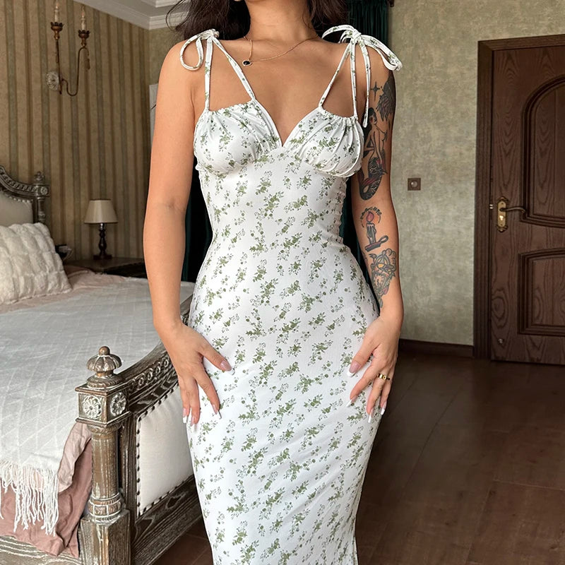 Women Elegant Floral Beach Vacation Long Summer Dress