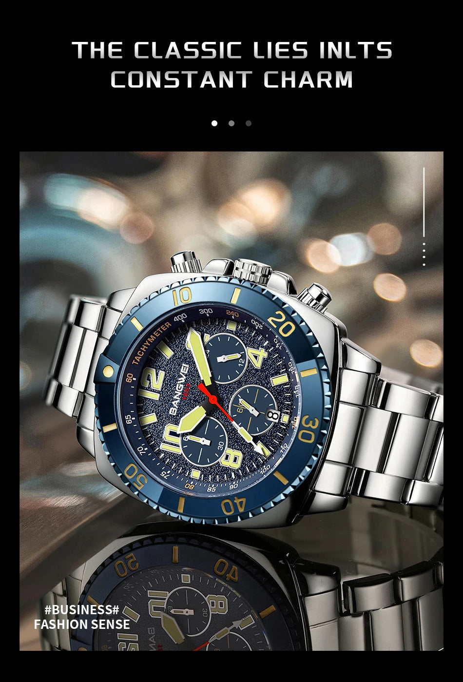 BANGWEI 2025 Luxury Watches Men Fashion Sports Quartz Wristwatches 30M Waterproof Luminous Chronograph Mens Watch Reloj Hombre