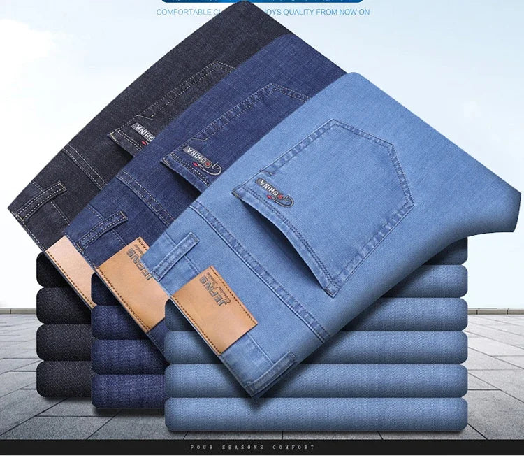 Ice Silk Thin Denim Jeans For Men Spring Summer