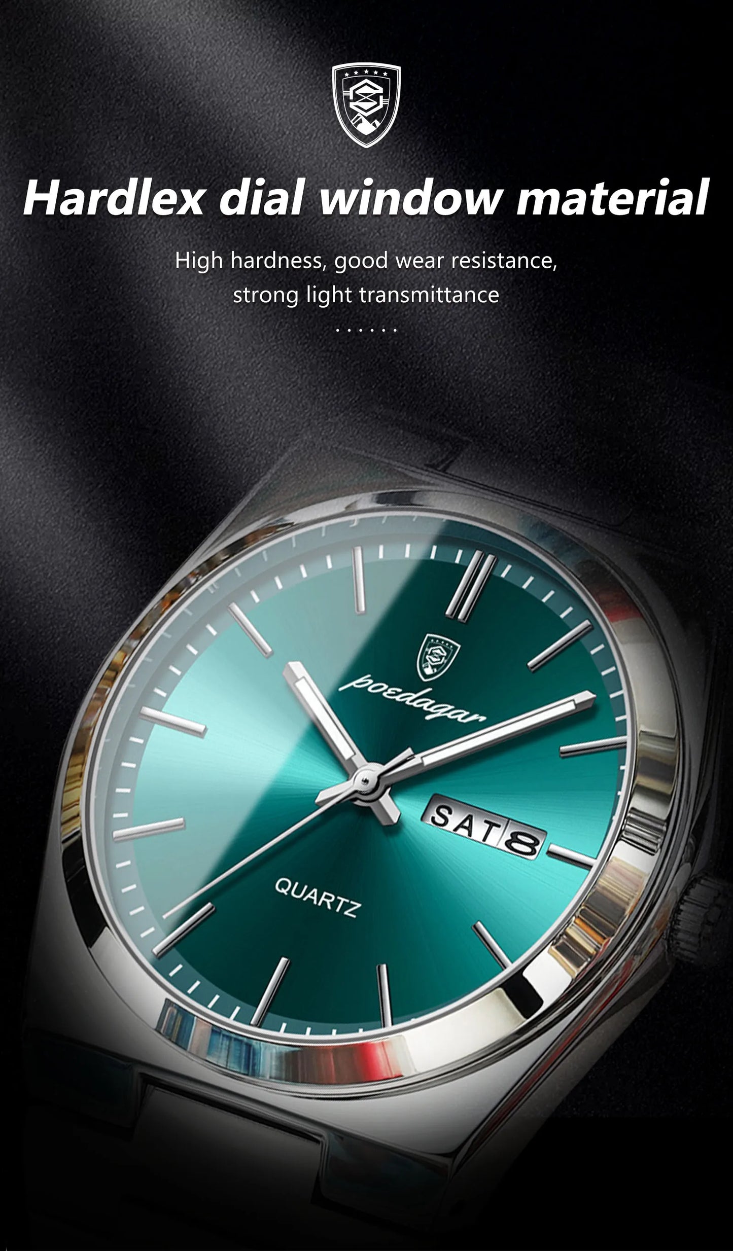 POEDAGAR Luxury Sport Quartz Man Wristwatch Waterproof Luminous Date Week Men Watches Stainless Steel Men's Watch Male Reloj+box
