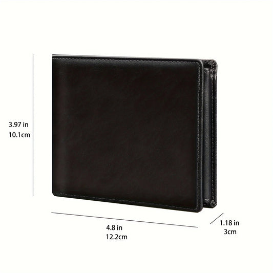 YATBEST Men's Wallet RFID Anti-Theft Brush Loose Leaf Three Fold Wallet Large Capacity With Zero Money Bag Credit Card Bag