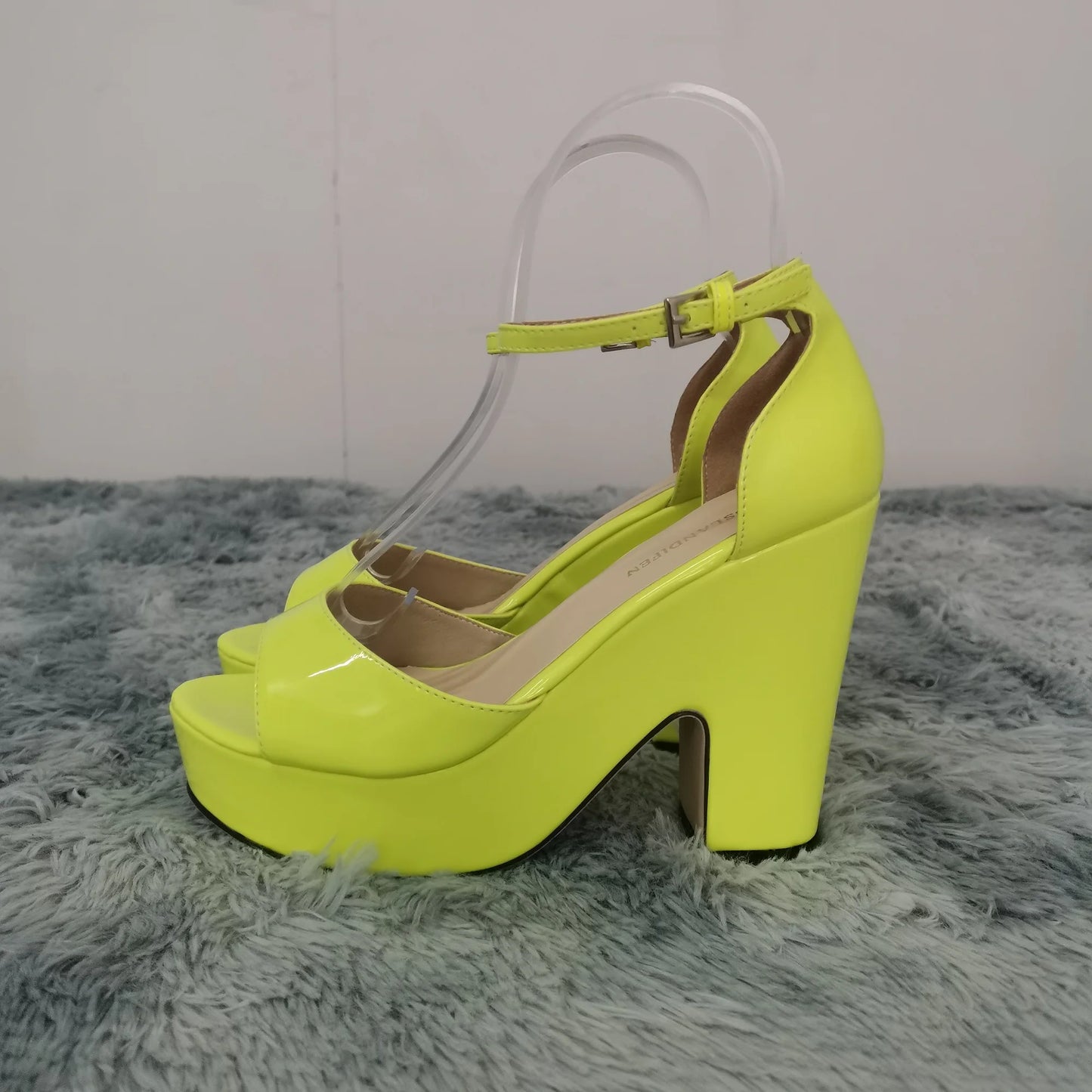 LOSLANDIFEN Women Sandals Summer Colourful Sexy Peep Toe Buckle Strap Sandal Platform Thick High Heels Party Red Wedding Shoes