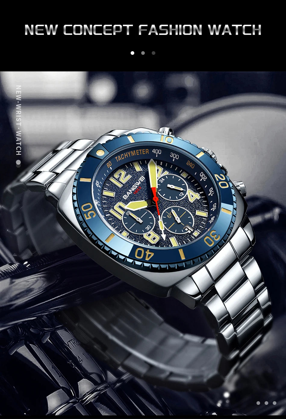 BANGWEI 2025 Luxury Watches Men Fashion Sports Quartz Wristwatches 30M Waterproof Luminous Chronograph Mens Watch Reloj Hombre