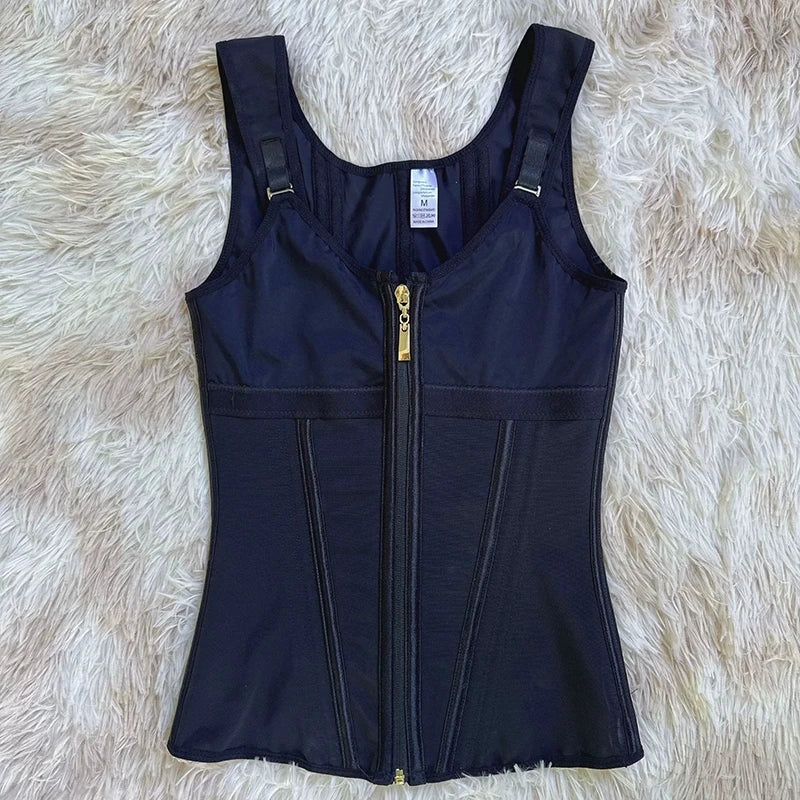AfruliA XXXS Fajas Colombian Girdles High Compression Vest Waist Trainer Corset with Zipper Hook Flat Belly Slimming Body Shaper