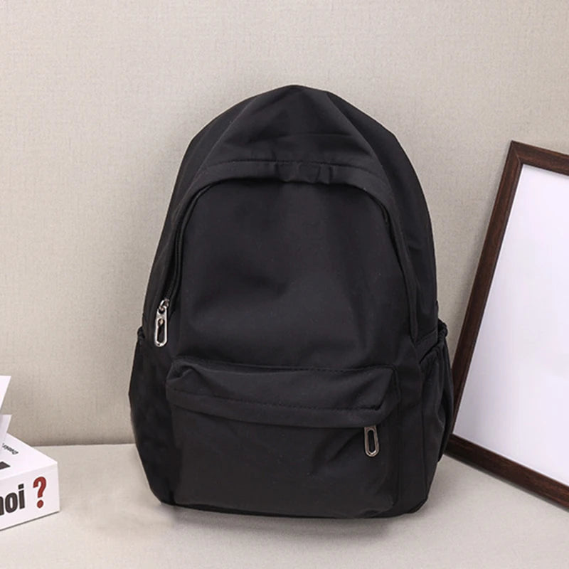 Women Schoolbag Waterproof Large Capacity School Backpack Smooth Zipper Solid Teens Girl Casual Daypack Bag Student Supply NEW