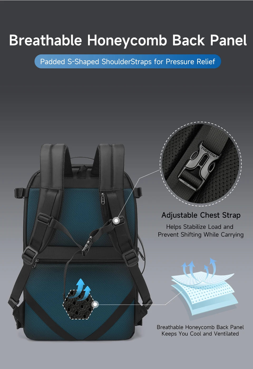 Tigernu Vacuum Compression Backpacks Men Travel Backpack Expandable USB Bag Large Capacity 17 Laptop Bags For Schoo Cabin Bags