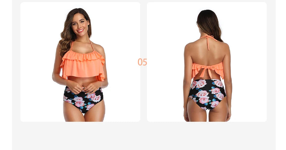 Swimwear High-Waist Split Two-Piece Beachwear Plus Size XXL