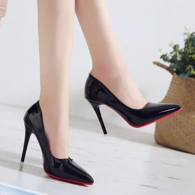 2025 New Women's High Heels Red Sole Pointed Toe Stiletto Heels Classic Style Wedding Dinner Complete Colors Shallow Top Shoes
