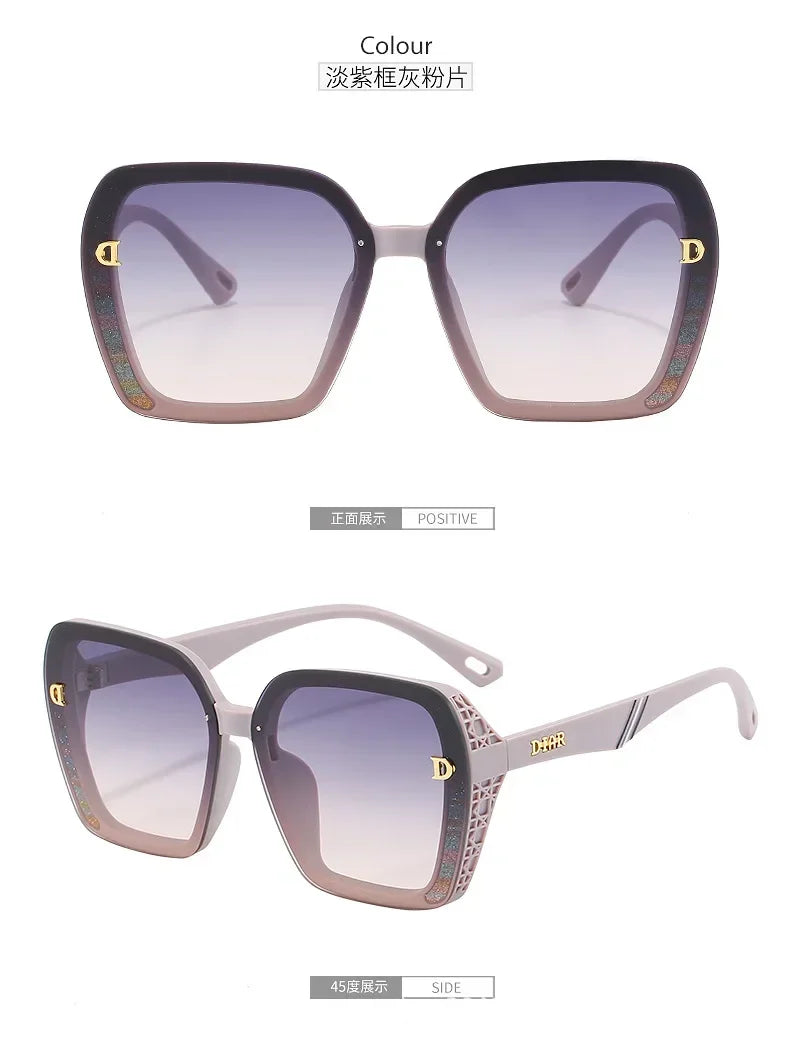 2025 New Fashion D-Logo Square Sunglasses for Women Trendy Street Style Sun Glasses Unisex Outdoor UV400 Protection Goggles
