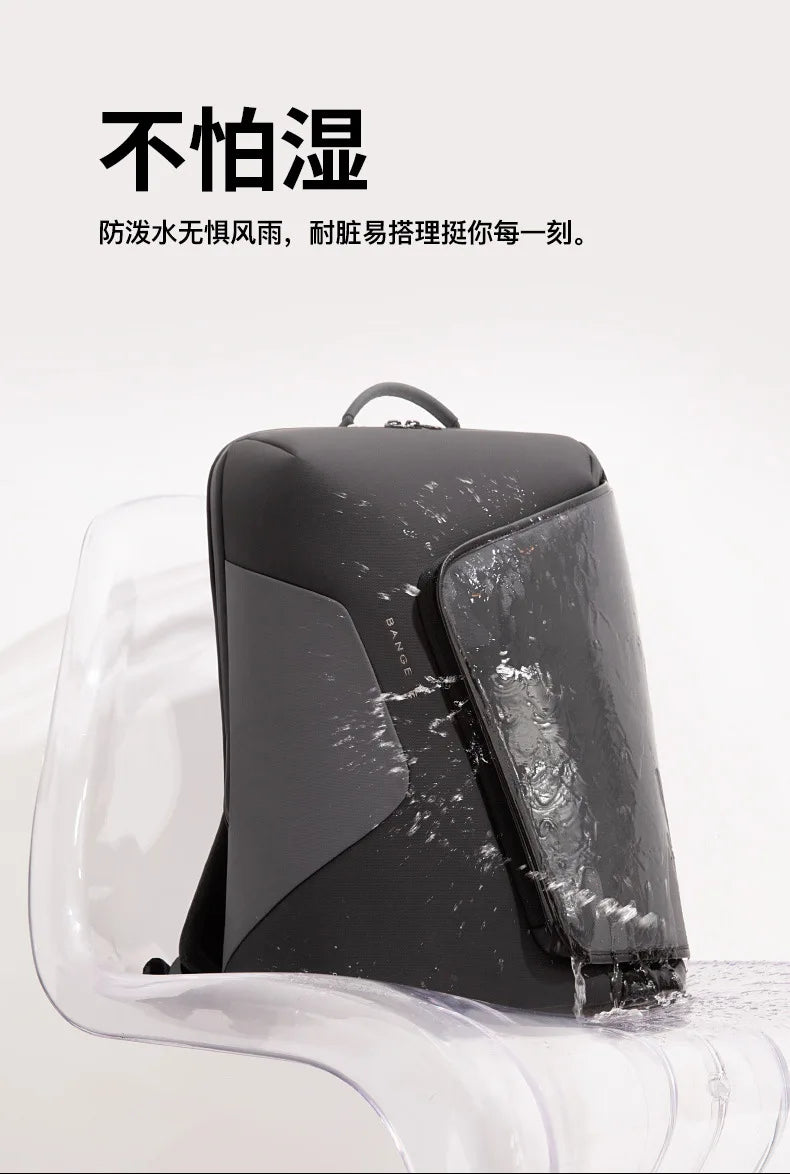 BANGE Business Backpack with External USB Port Anti Splashing Water Travel Backpack