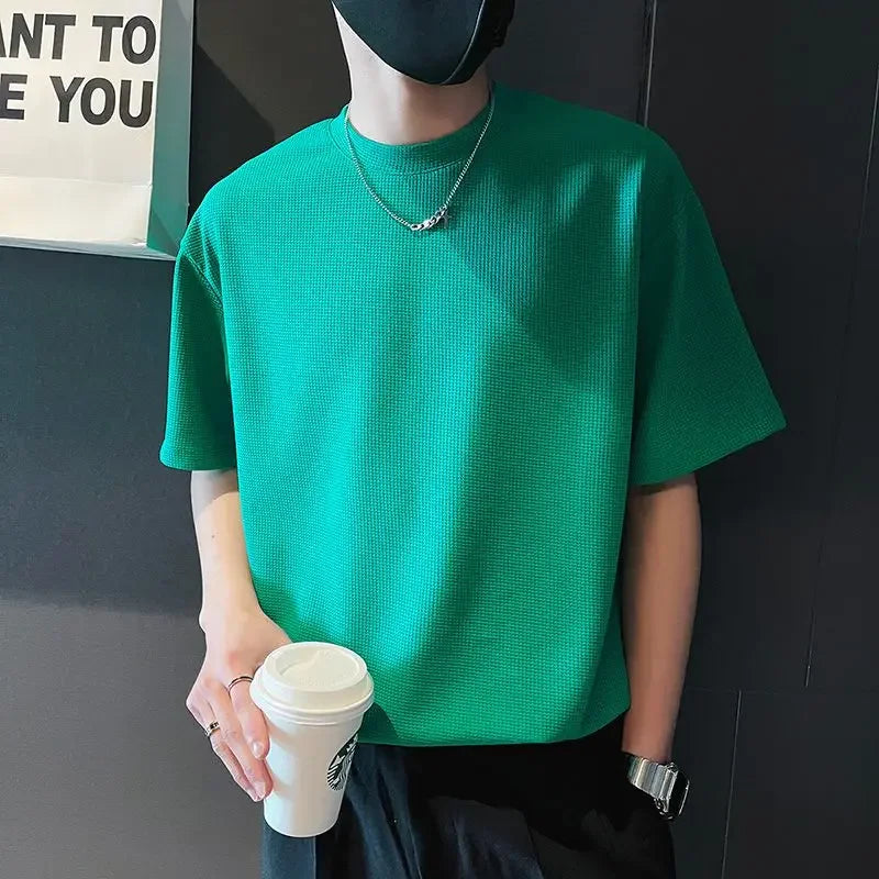 High Quality Top T Shirt for Men Orange O Neck