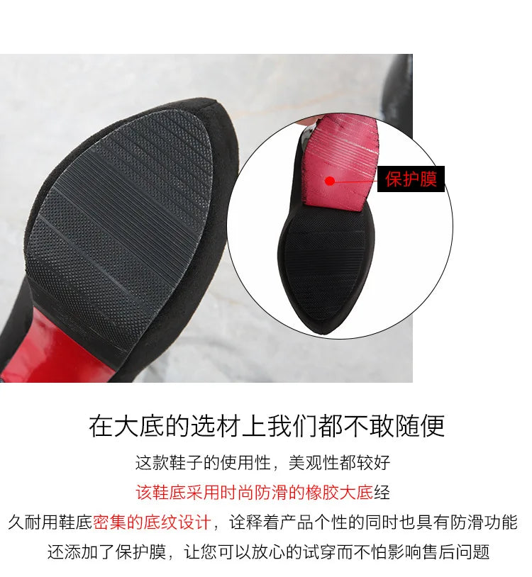 Women's One-button Round Toe High Heels Women's Stiletto High Waterproof Platform Suede Single Shoes