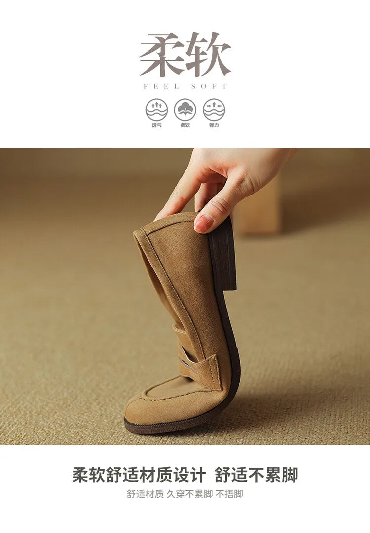 Brown Casual Flats Ladies Shoe Fashion Suede