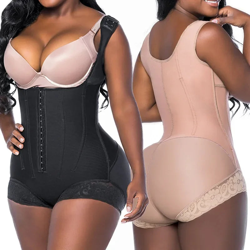 AfruliA Bodysuits Shapewear High Compression Body Shaper with 9 Steel Bones Post-Surgical Slimming Sheath Fajas Colombian Girdle