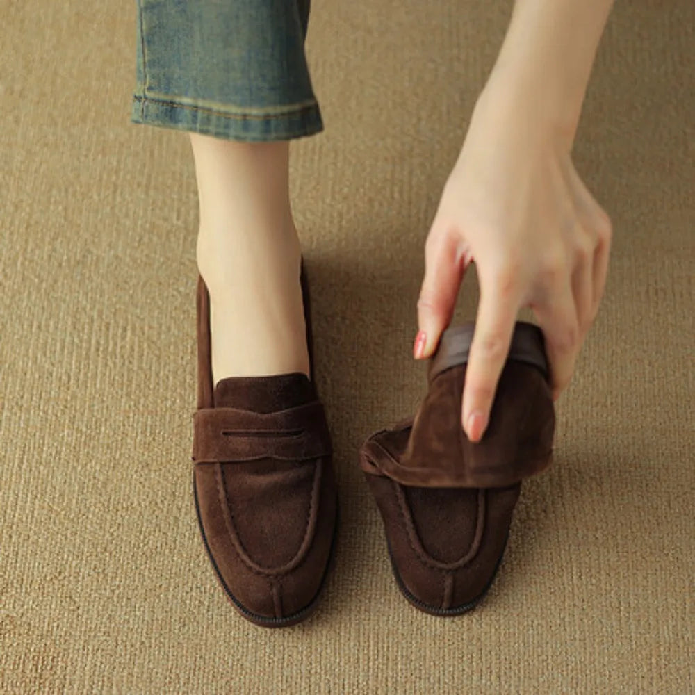 Brown Casual Flats Ladies Shoe Fashion Suede